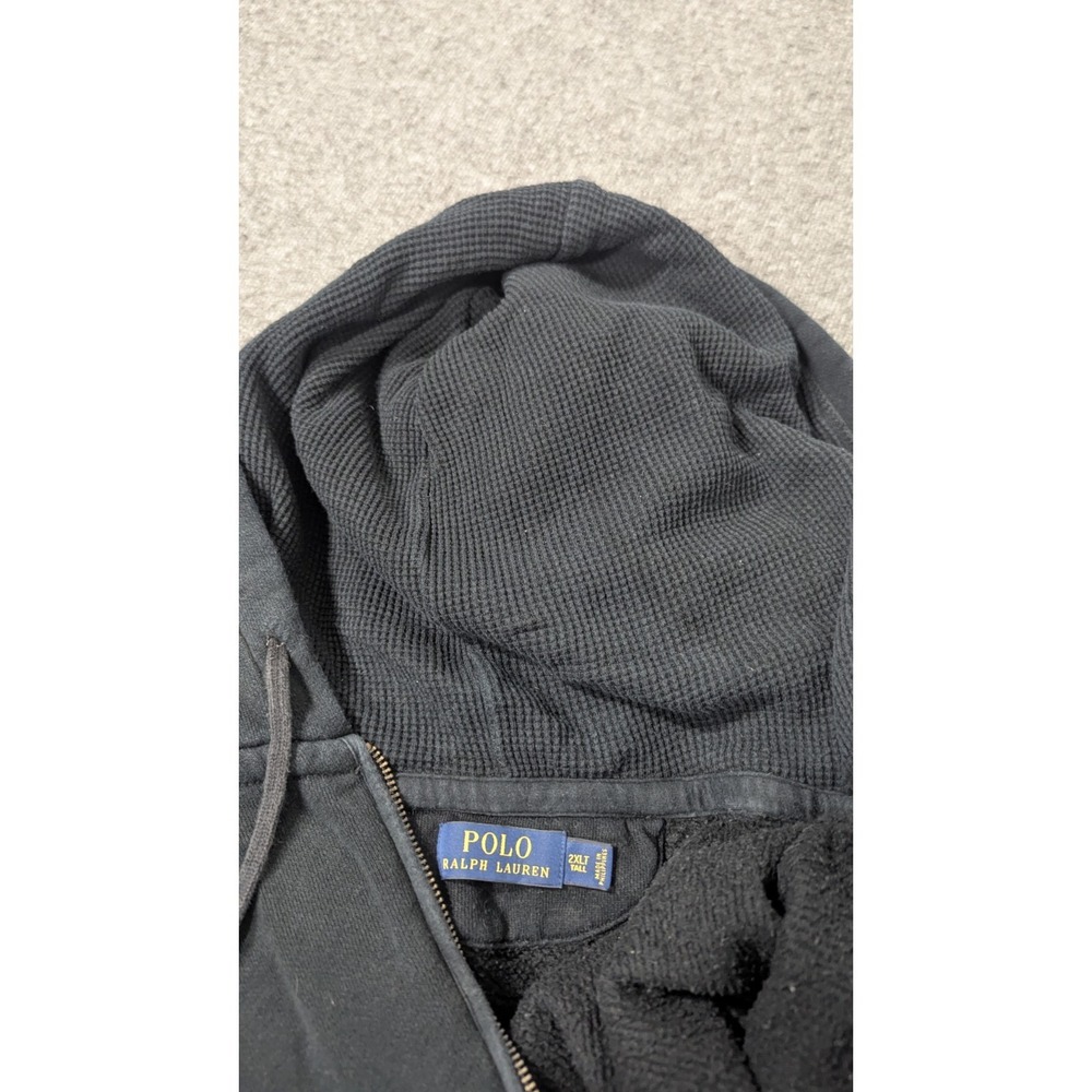 Polo Ralph Lauren Hoodie Men's 2XLT Black P-Patch Logo Full Zip Gothic‎ Goth - Picture 16 of 16